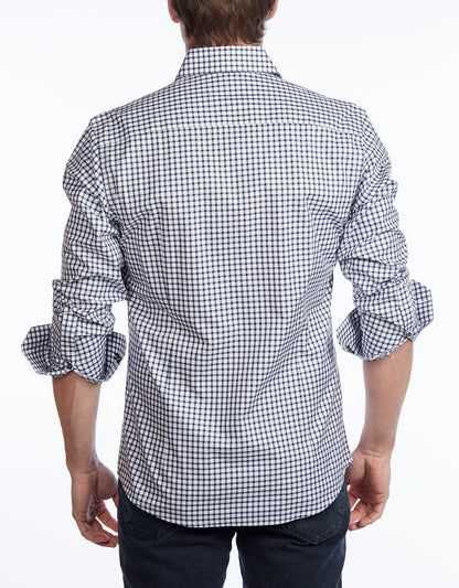 Button-Up Shirt //  - Contemporary Fit - contrast  trimming - final sale - Size Small