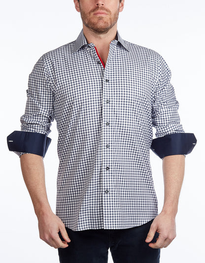 Button-Up Shirt //  - Contemporary Fit - contrast  trimming- final sale - Size Small
