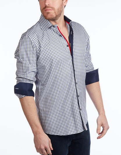 Button-Up Shirt //  - Contemporary Fit - contrast  trimming- final sale - Size Small