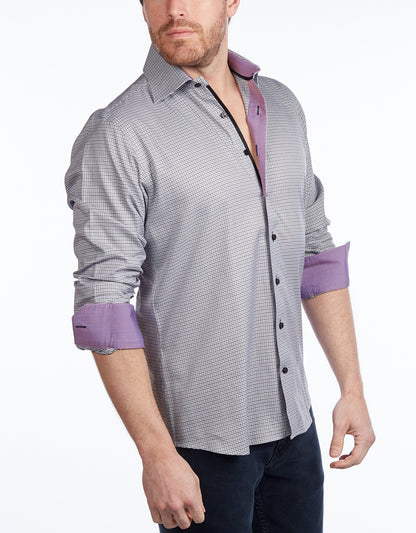 Button-Up Shirt //  - Contemporary Fit - contrast  trimming - final sale - Size Small
