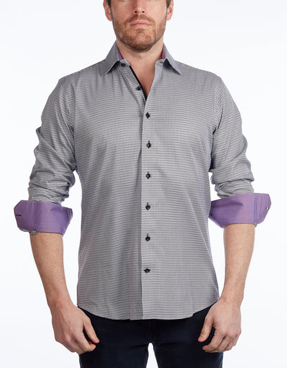 Button-Up Shirt //  - Contemporary Fit - contrast  trimming - final sale - Size Small
