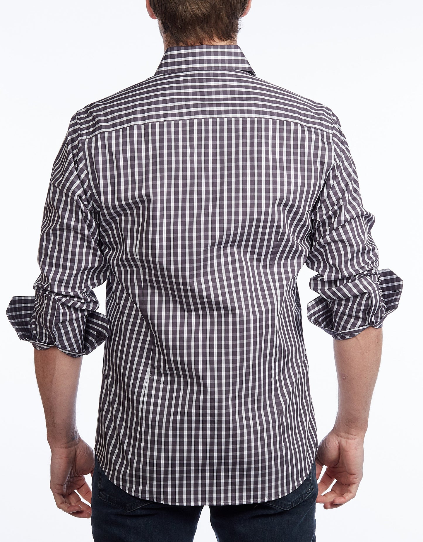 Button-Up Shirt I Charcoal -  Contemporary Fit - Contrast trimming - Size Small