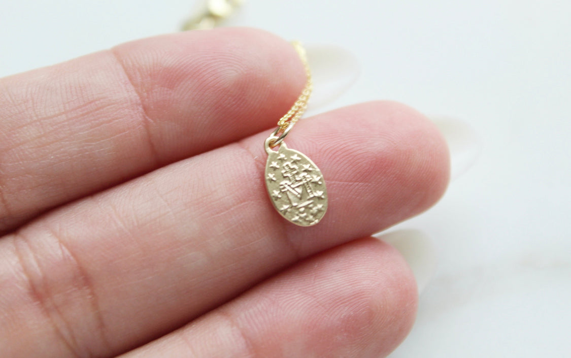 14k Gold Miraculous Medal Necklace