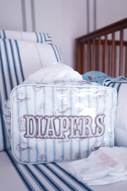 Diapers XL - Western Blues Clear Coat Bag
