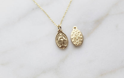 14k Gold Miraculous Medal Necklace