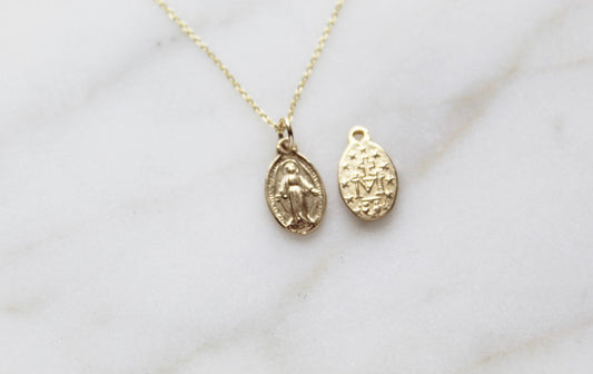 14k Gold Miraculous Medal Necklace