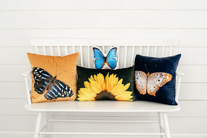Golden Velvet Butterfly Pillow, College Student Gift, Boho Throw Pillow, Mother's Day Gift,Christmas Gift