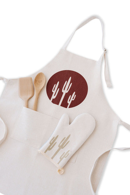 Dark Clay Saguaro Circle Apron, College Student Gift, Mother's Day Gift, Christmas Gift