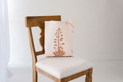 Brown Agave Bloom Linen Tote Bag, College Student Gift, Mother's Day Gift, Christmas Gift