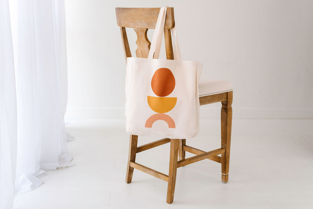 Mod Boho Geometric Linen Tote Bag,College Student Gift, Mother's Day Gift, Christmas Gift