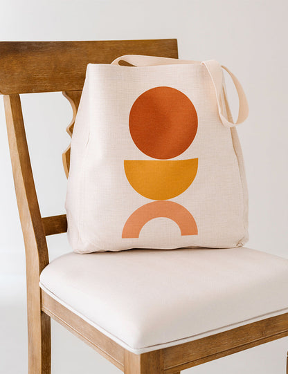 Mod Boho Geometric Linen Tote Bag,College Student Gift, Mother's Day Gift, Christmas Gift