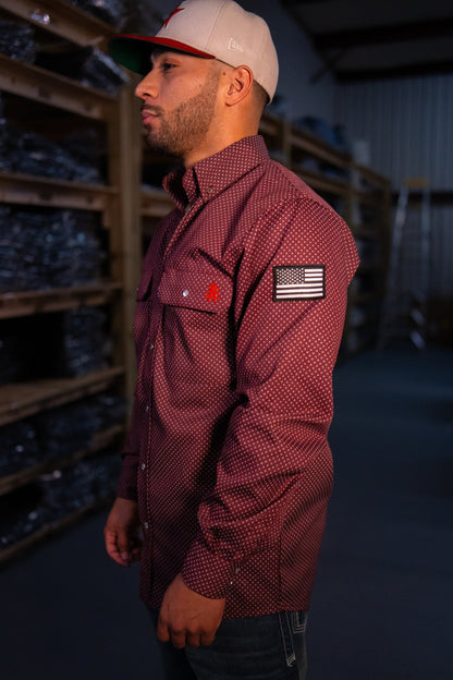 FR Pearl Snap Work Shirt - Rustline - With U.S Flag