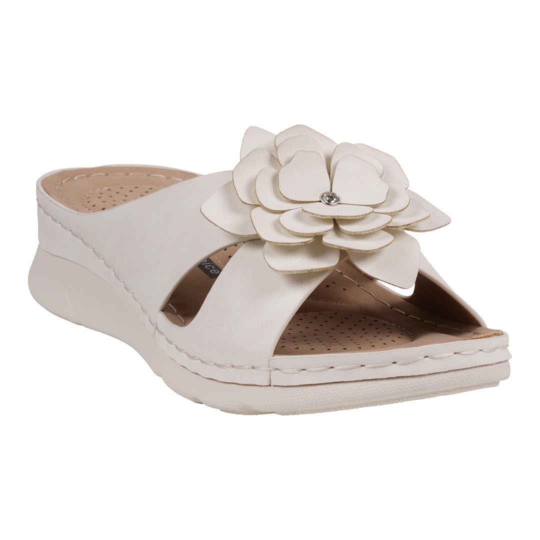 Women's Claire White Cushioned Footbed Sandals