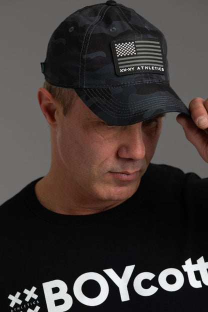 Camo Performance Cap with Logo Flag Patch