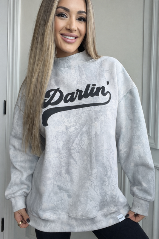 Tilly Darlin' Oversized Light Camo Mockneck Crew