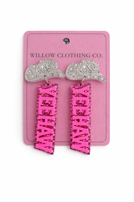 Yee Haw Beaded Cowgirl Boot Drop Earrings