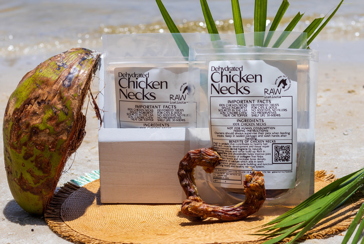 Dehydrated Chicken Necks for Cats & Dogs — 100% USA Sourced | Raw Instincts Florida | 8 Count