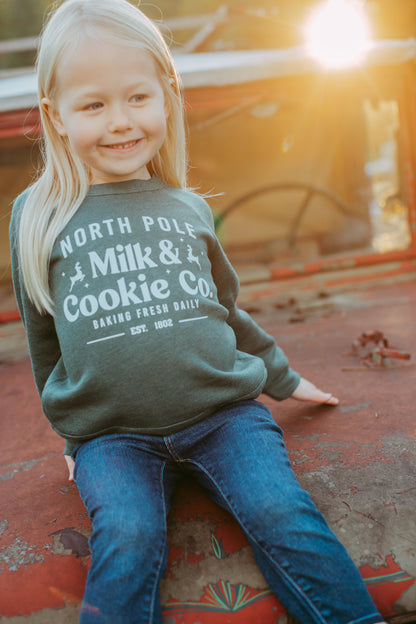 North Pole Cookies & Milk Toddler Crewneck Sweatshirt