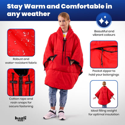 Wearable Poncho Blanket | Hooded Windproof Stadium Blanket | Camping & Outdoor for Men & Women