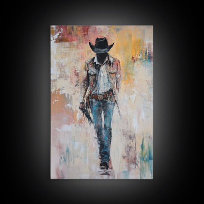 Cowboy, Vintage Horse Art, Southwest Wall Art, Rustic Wall Art, Canvas Print, Above Couch Art, Bedroom Art, Farmhouse Art