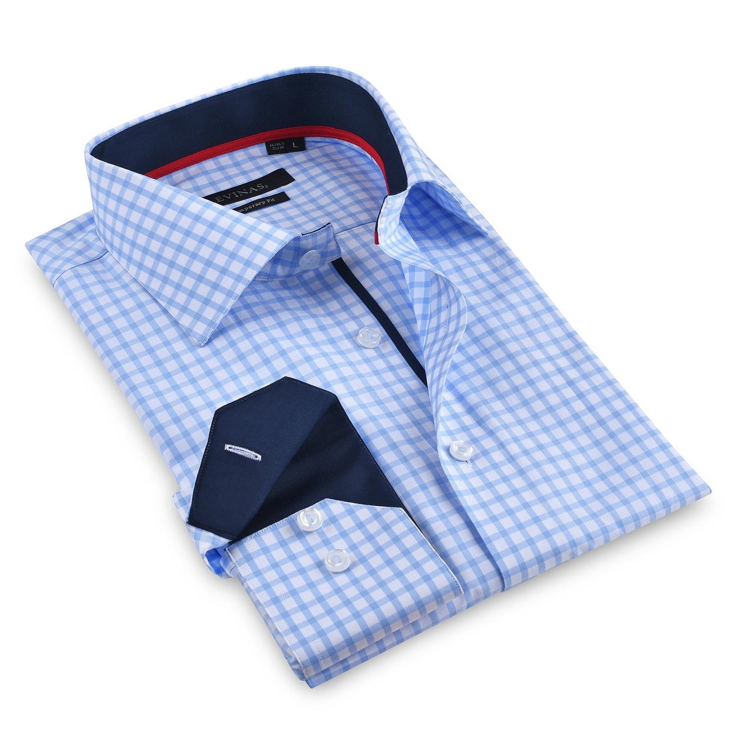 Contrast Collar Button-Up Shirt //  - Contemporary Fit - contrast  trimming- final sale - Size Small