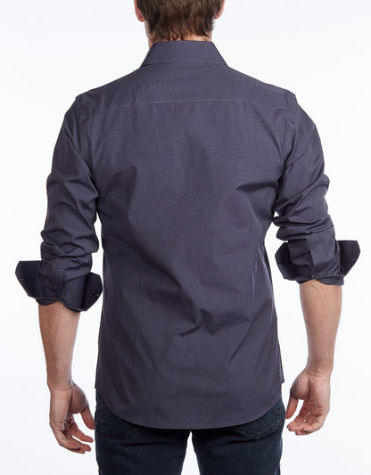 Contrast Collar Button-Up Shirt //  - Contemporary Fit - contrast  trimming - final sale - Size Small