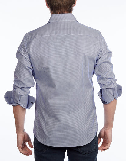 Contrast Collar Button-Up Shirt //  - Contemporary Fit - contrast  trimming- final sale - Size Small