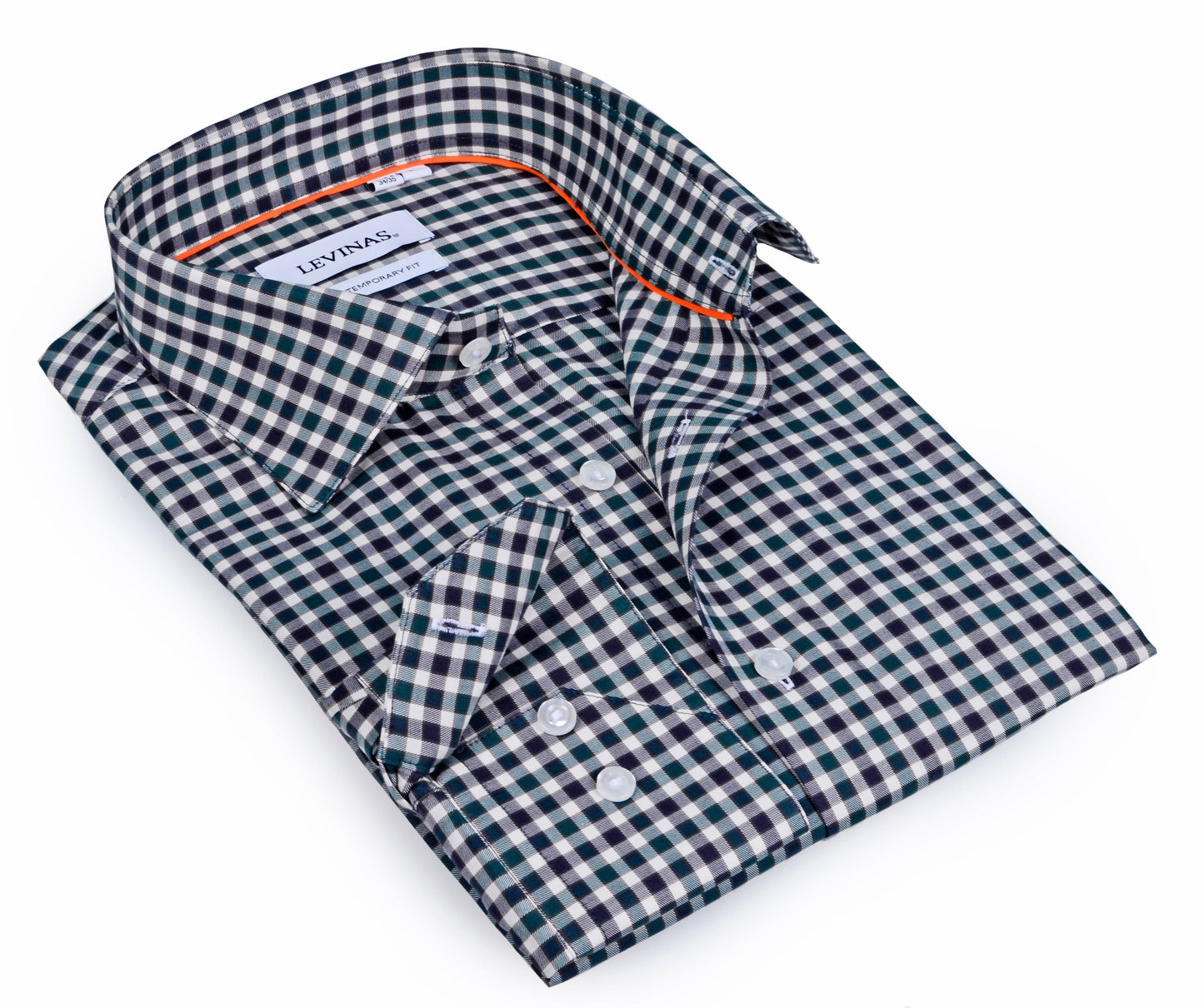 Contrast Collar Button-Up Shirt //  - Contemporary Fit - contrast  trimming - final sale - Size Small
