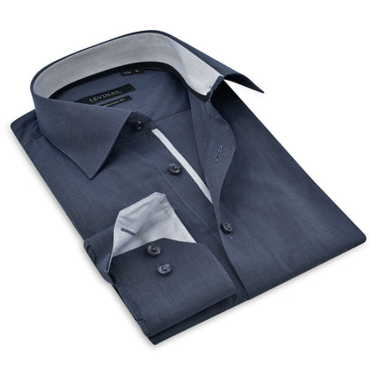 Contrast Collar Button-Up Shirt //  - Contemporary Fit - contrast  trimming - final sale - Size Small