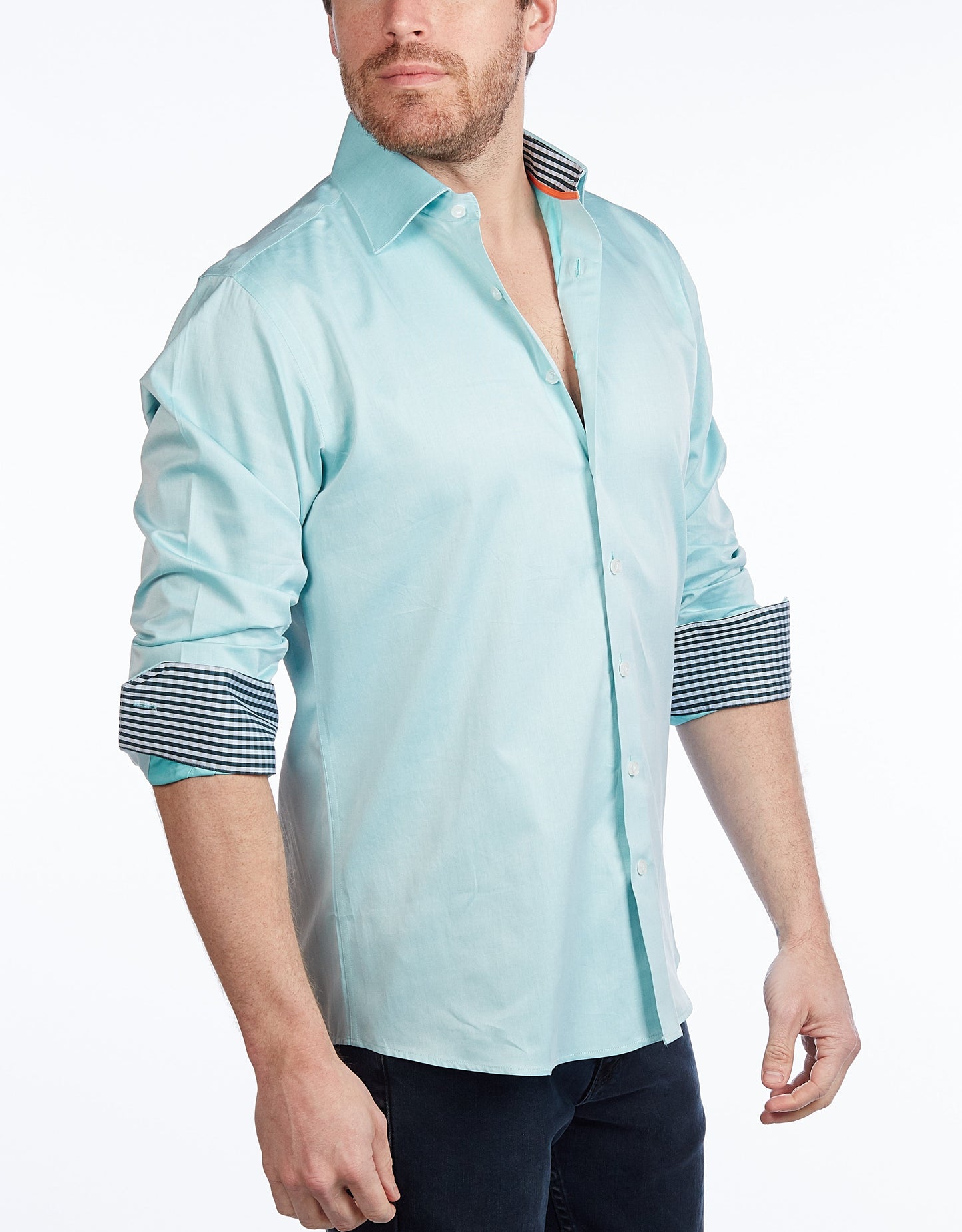 Contrast Collar Button-Up Shirt // Contemporary Fit - contrast  trimming- final sale