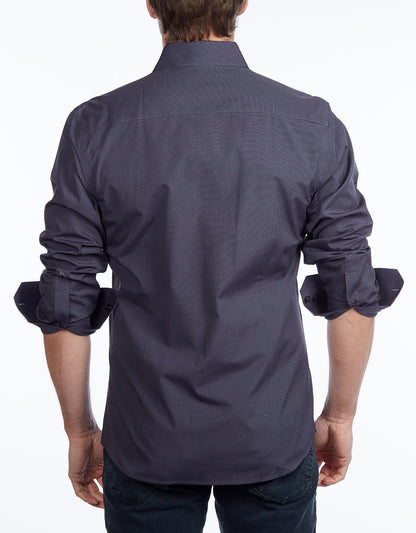 Contrast Collar Button-Up Shirt //  - Contemporary Fit - contrast  trimming - final sale - Size Small
