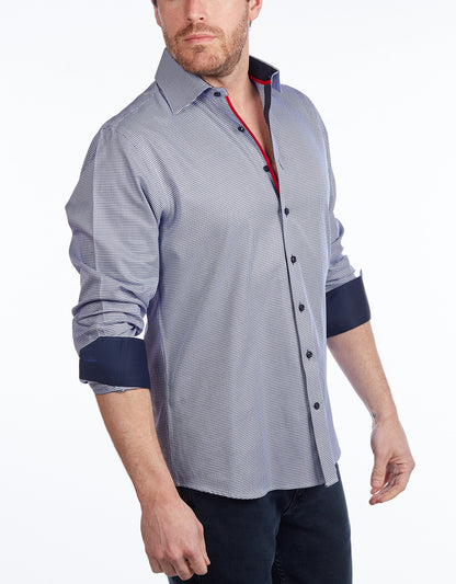 Contrast Collar Button-Up Shirt //  - Contemporary Fit - contrast  trimming- final sale - Size Small