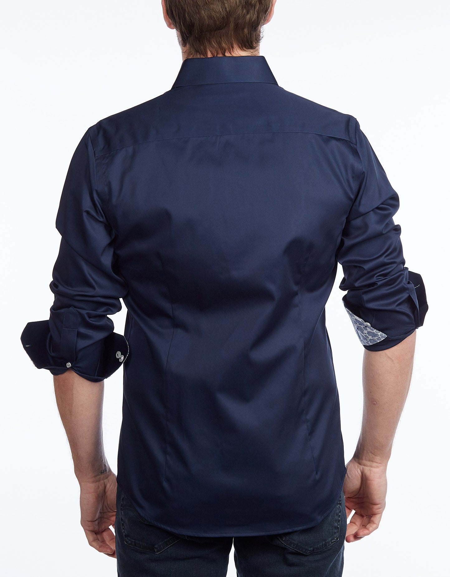 Contrast Collar Button-Up Shirt // Contemporary Fit - contrast  trimming - final sale - Size Small