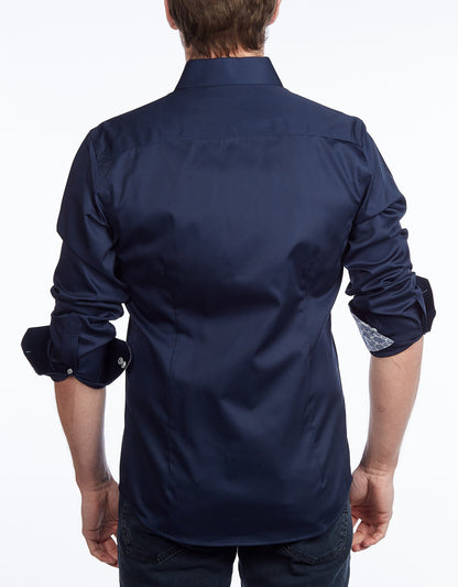 Contrast Collar Button-Up Shirt // Contemporary Fit - contrast  trimming - final sale - Size Small