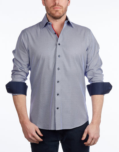 Contrast Collar Button-Up Shirt //  - Contemporary Fit - contrast  trimming- final sale - Size Small