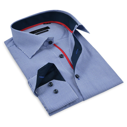Contrast Collar Button-Up Shirt //  - Contemporary Fit - contrast  trimming- final sale - Size Small