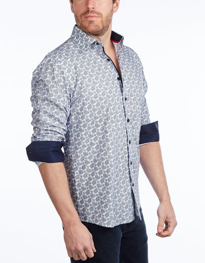 Contrast Collar Button-Up Shirt // Navy -  Contemporary Fit - Contrast trimming - final sale - Size Small