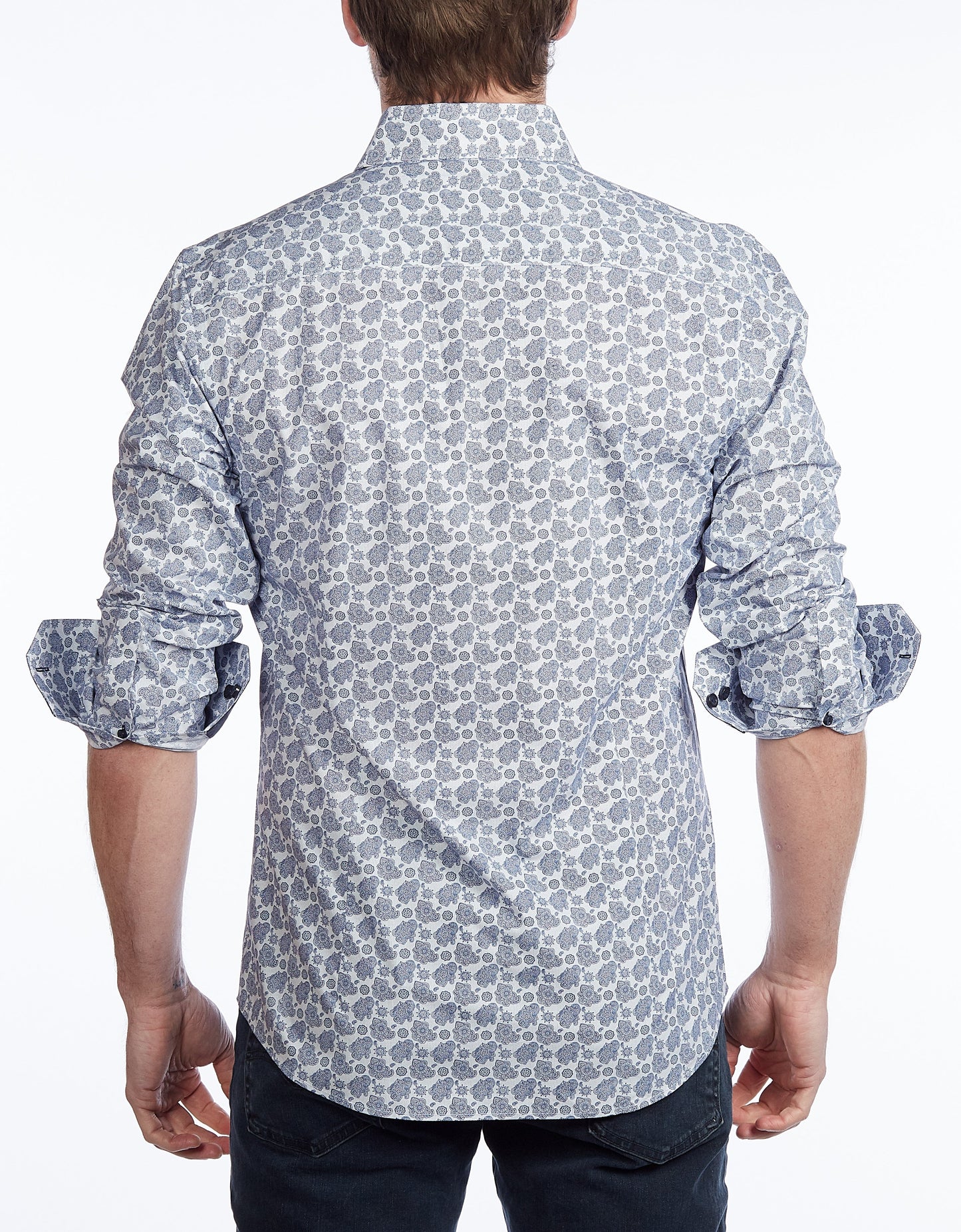 Contrast Collar Button-Up Shirt // Navy -  Contemporary Fit - Contrast trimming - final sale - Size Small