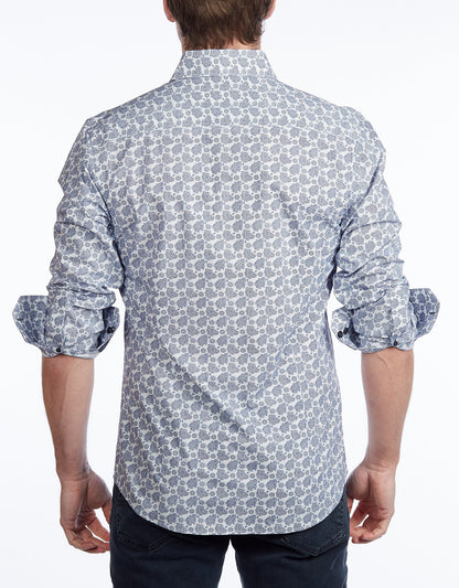 Contrast Collar Button-Up Shirt // Navy -  Contemporary Fit - Contrast trimming - final sale - Size Small