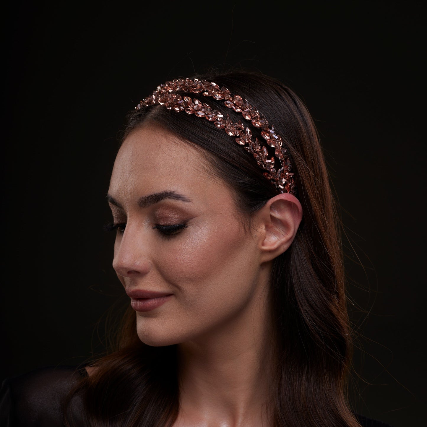 Rose Gold  Crystal Beaded Hairband