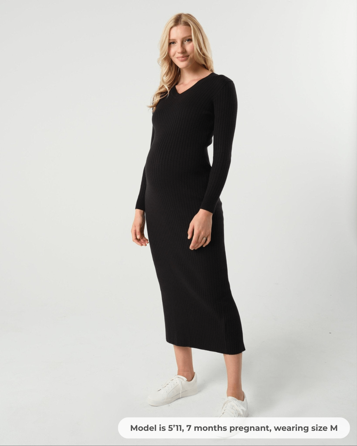Full Body Ribbed Maternity & Nursing Midi Sweater Dress