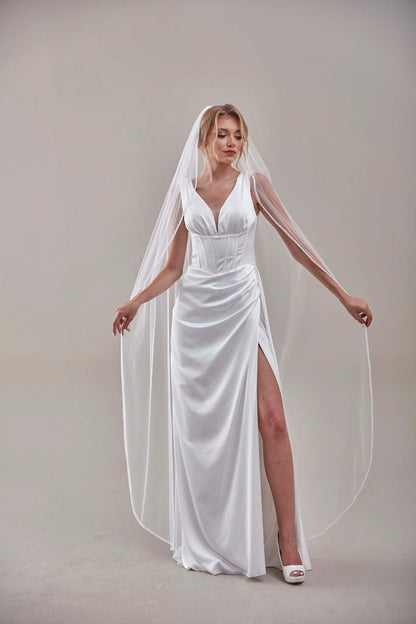 Elegant Beaded Wedding  Veil-D205R