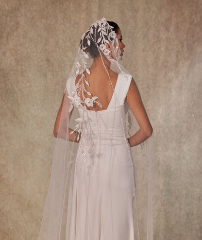 Flower Embroideried Wedding Veil- D230