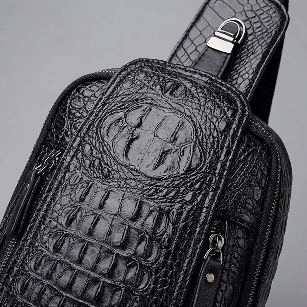Men’s Croc-Embossed Leather Sling Bag – Modern Everyday Carry