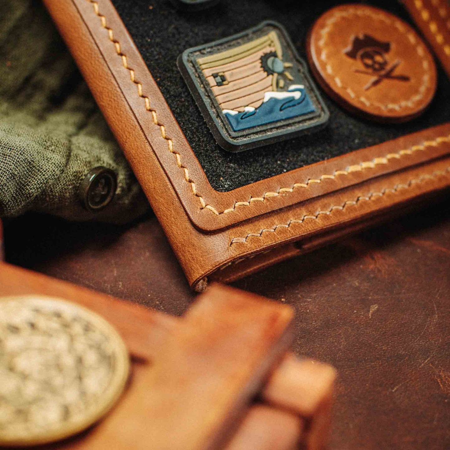 Pirate Goods Quartermaster v2 Passport Wallet – Leather Travel EDC Organizer with Velcro Panel & Field Notes Holder