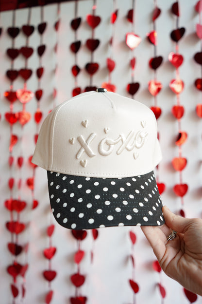 Xoxo - Black Polka Dot Vintage Trucker Hat