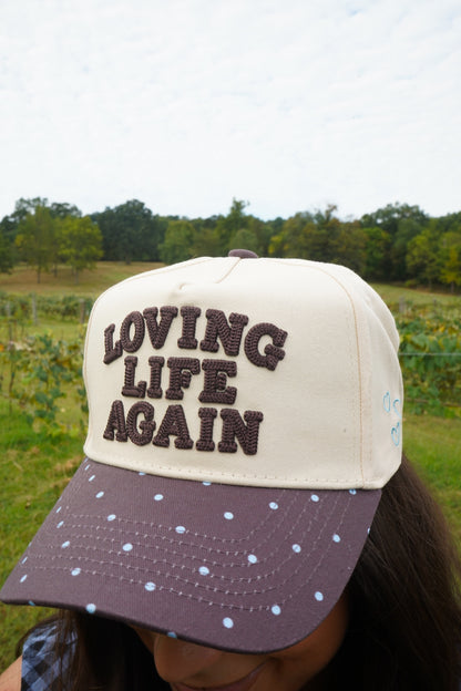 Loving Life Again - Brown & Blue Polka Dot Trucker Hat