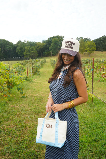 Loving Life Again - Brown & Blue Polka Dot Trucker Hat