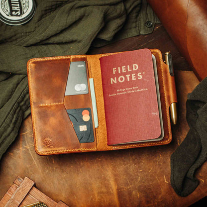 Pirate Goods Quartermaster v2 Passport Wallet – Leather Travel EDC Organizer with Velcro Panel & Field Notes Holder