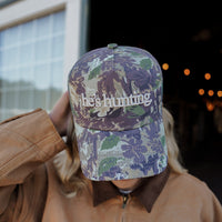 He's Hunting - Camo Vintage Trucker Hat